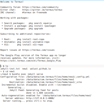 Termux und Jekyll